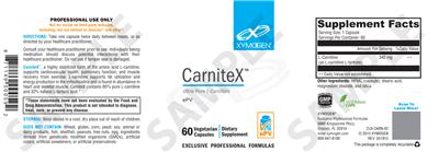 Photo of the XYMOGEN CarniteX label