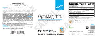 Photo of the XYMOGEN OptiMag 125 label