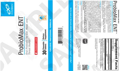 Photo of the XYMOGEN ProbioMax ENT Strawberry Flavor label