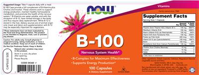 Photo of the NOW B-100 label