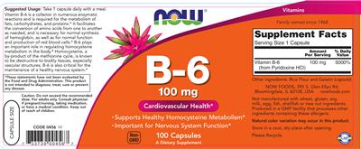 Photo of the NOW B-6 100 mg label