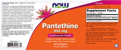 Photo of the NOW Pantethine 300 mg label