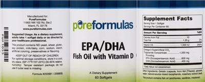Photo of the PureFormulas EPA/DHA Fish Oil with Vitamin D label