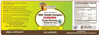 Photo of the Sunshine Naturals Milk Thistle Complex label