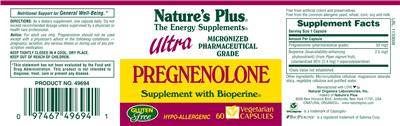 Photo of the Nature's Plus Ultra Pregnenolone label