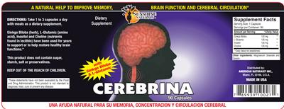 Photo of the Sunshine Naturals Cerebrina label