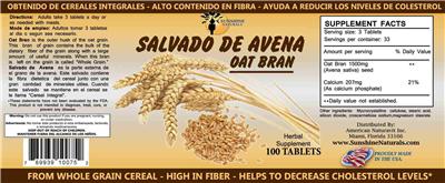 Photo of the Sunshine Naturals Oat Bran label