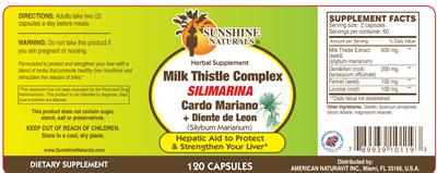 Photo of the Sunshine Naturals Milk Thistle Complex label