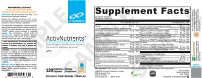 Photo of the XYMOGEN ActivNutrtients label