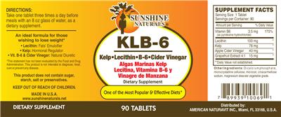 Photo of the Sunshine Naturals KLB-6 label