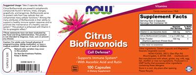 Photo of the NOW Citrus Bioflavonoids label