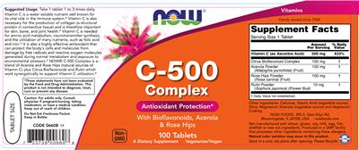 Photo of the NOW C-500 Complex label