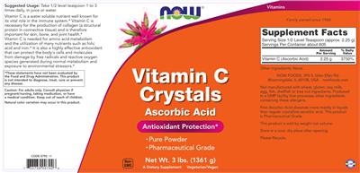 Photo of the NOW Vitamin C Crystals label