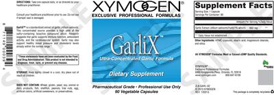 Photo of the XYMOGEN GarliX label