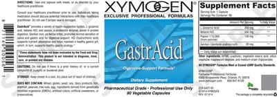 Photo of the XYMOGEN GastrAcid label