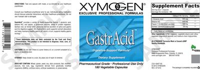 Photo of the XYMOGEN GastrAcid label