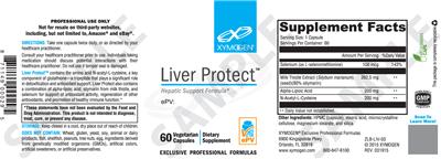 Photo of the XYMOGEN Liver Protect label