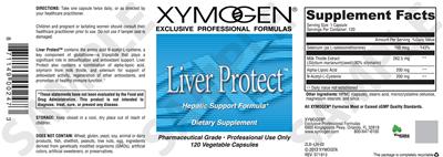 Photo of the XYMOGEN Liver Protect label