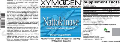 Photo of the XYMOGEN Nattokinase label