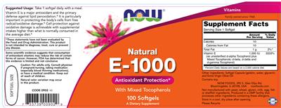 Photo of the NOW Natural E-1000 label