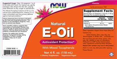 Photo of the NOW Natural E-Oil label
