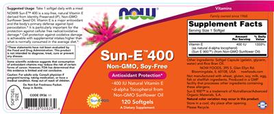 Photo of the NOW Sun-E 400 Liquid label