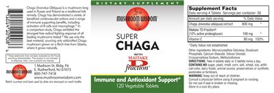Photo of the Mushroom Wisdom Super Chaga with Maitake D Fraction label