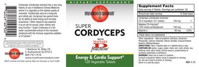 Photo of the Mushroom Wisdom Super Cordyceps with Maitake D Fraction label