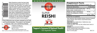 Photo of the Mushroom Wisdom Super Reishi with Maitake D Fraction label