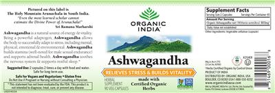 Photo of the Organic India Ashwagandha label