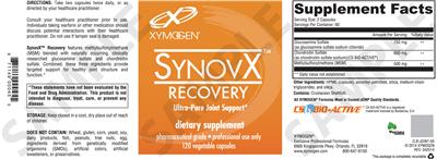 Photo of the XYMOGEN SynovX Recovery label