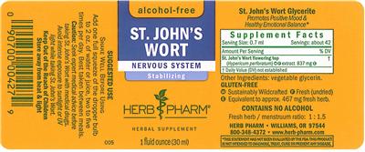 Photo of the Herb Pharm St. John's Wort label