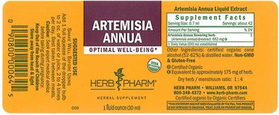 Photo of the Herb Pharm Artemisia Annua label