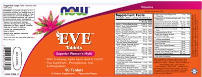 Photo of the NOW Eve Tablets label