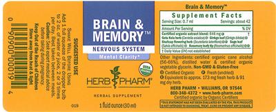 Photo of the Herb Pharm Brain & Memory label
