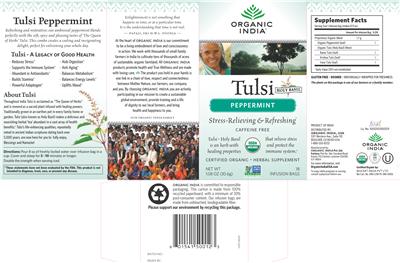 Photo of the Organic India Tulsi Peppermint label