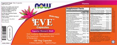 Photo of the NOW Eve Iron-Free Capsules label