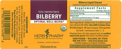Photo of the Herb Pharm Bilberry label