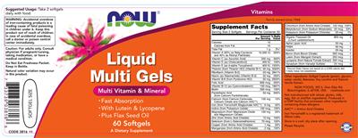 Photo of the NOW Liquid Multi Gels label