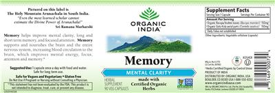 Photo of the Organic India Memory label