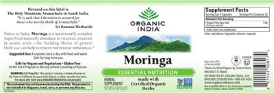 Photo of the Organic India Moringa label