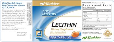 Photo of the Shaklee Lecithin Capsules label