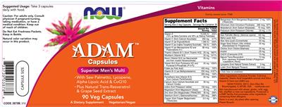 Photo of the NOW Adam Capsules label