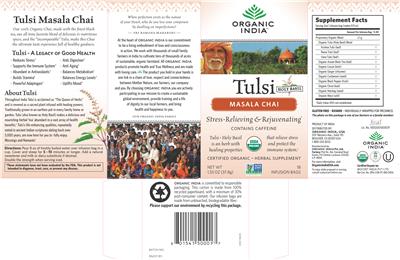Photo of the Organic India Tulsi Masala Chai label