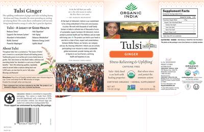 Photo of the Organic India Tulsi Holy Basil Ginger label