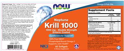 Photo of the NOW Neptune Krill Oil 1000 label