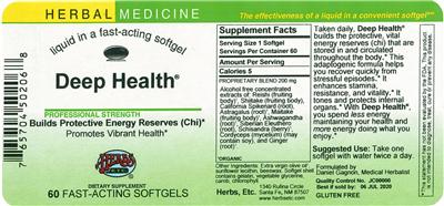 Photo of the Herbs, Etc. Deep Health label