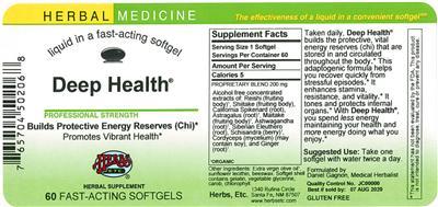 Photo of the Herbs, Etc. Deep Health label