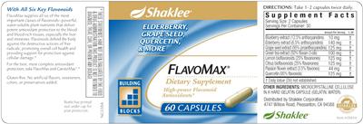 Photo of the Shaklee Flavomax label