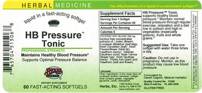 Photo of the Herbs, Etc. HB Pressure Tonic label
